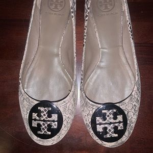 Tory Burch Ballet Flats Snake skin Design Leather